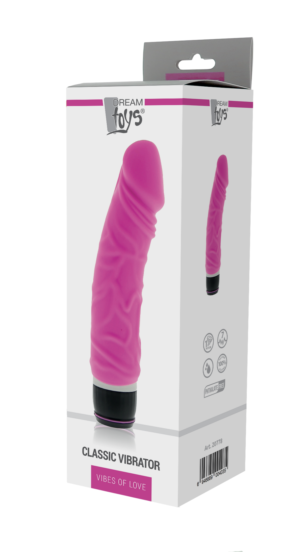 Vibratore di Colore Rosa Realizzato in Puro Silicone Medicale Sex Toys 7 Modalità di Vibrazione 2 Batterie AA -Dream Toys-