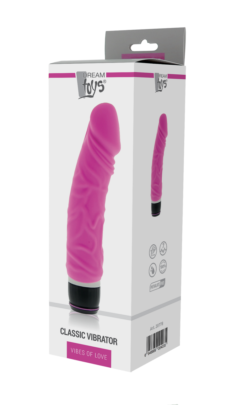 Vibratore di Colore Rosa Realizzato in Puro Silicone Medicale Sex Toys 7 Modalità di Vibrazione 2 Batterie AA -Dream Toys-