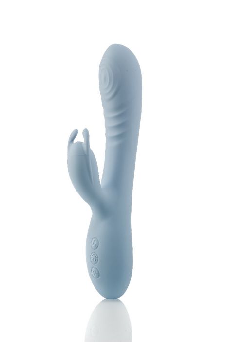 Con un doppio motore, tre velocità e sette modalità di vibrazione, il lussuoso vibratore per conigli in silicone liquido extra setoso stimola sia il punto G all'interno del canale vaginale che il clitoride.