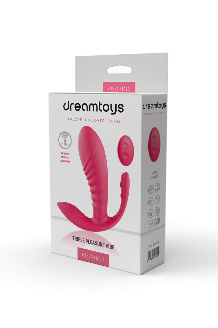 L'Essentials Triple Pleasure Vibe  Sex Toys  per Lei Triplica il Piacere Realizzato in Silicone Medicale Dotato di un Telecomando e 7  Modalità di vibrazioni