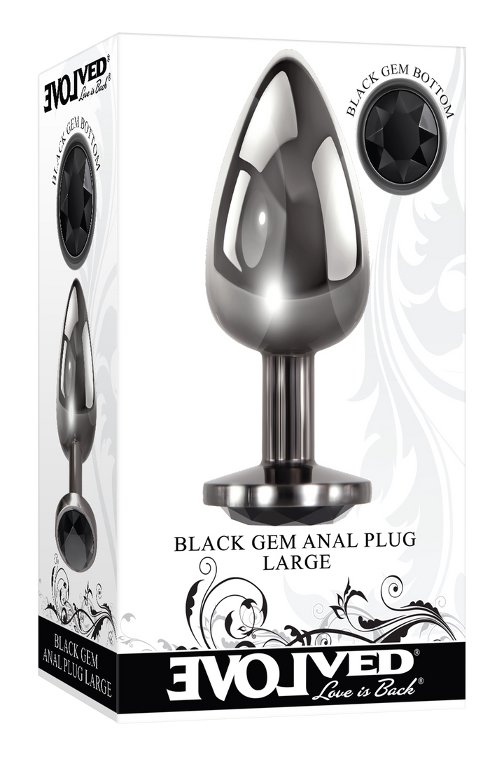 Plug Anale Grande Realizzato in Lega di Alluminio con Gemma di Colore Nero per la Coppia