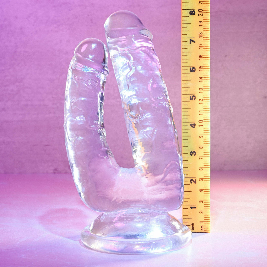 Fallo Trasparente  Doppio Realizzato in Silicone Medicale con Forma Realistica con una Robusta  Ventosa Sex Toys  per Lei