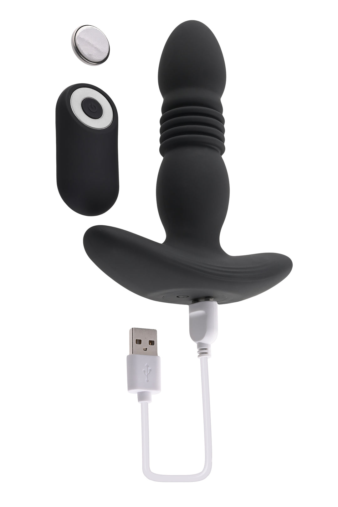Batt Plug con Movimento Su E Giù e 10 Vibrazioni Realizzato in Silicone Medicale Senza Ftalati con Ricarica USB e Telecomando