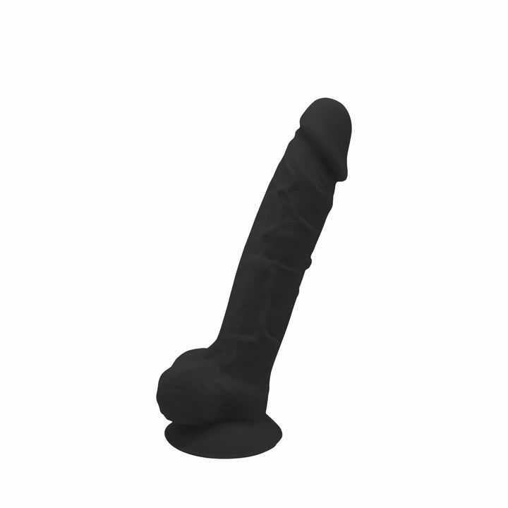 Dildo con ventosa nero Sex Toys Realizzato in Puro Silicone Medicale Ha una Base a Ventosa Solida per Giochi Da Solista Proprietà Termoreattive per Lei