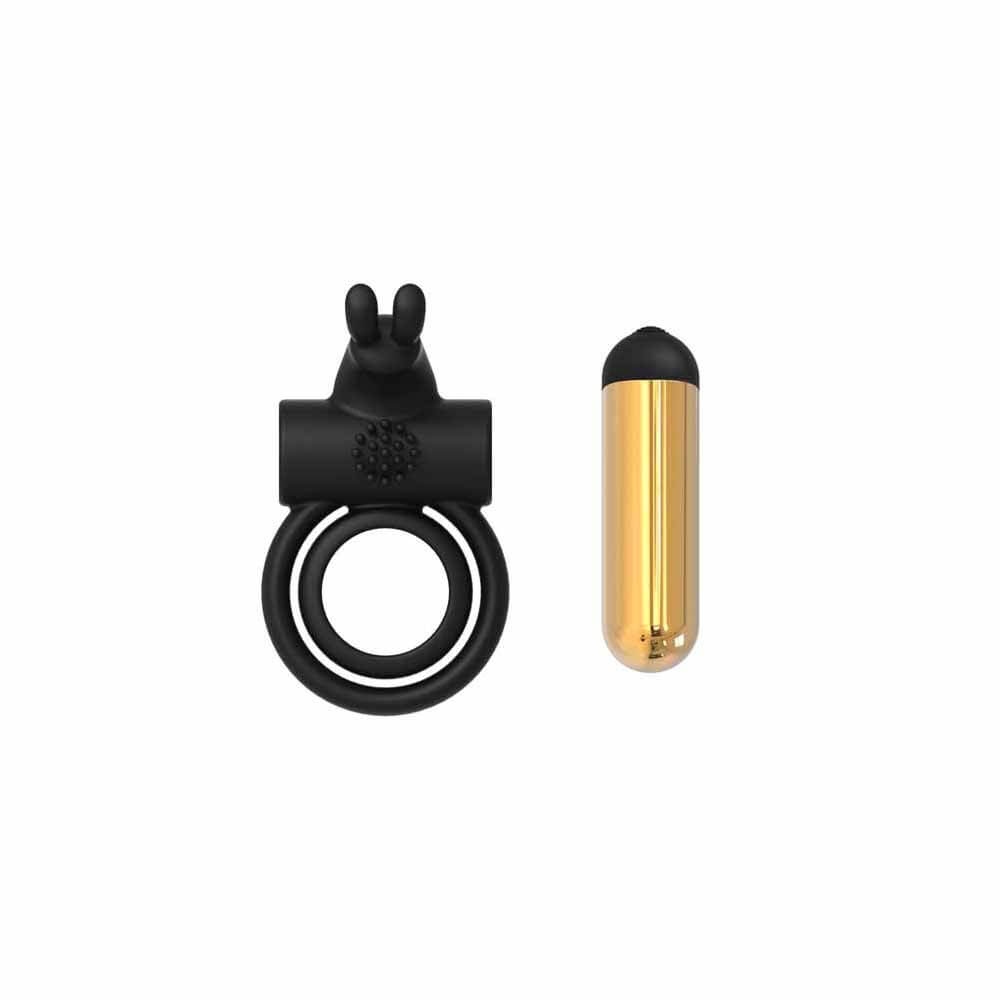 Anello Vibrante JOEL Realizzato in puro Silicone Medicale Munito di Bullet Color Oro Sex Toys per La Coppia 7 Modalità di Vibrazione e 3 Velocità Ricaricabile USB - Dream Toys