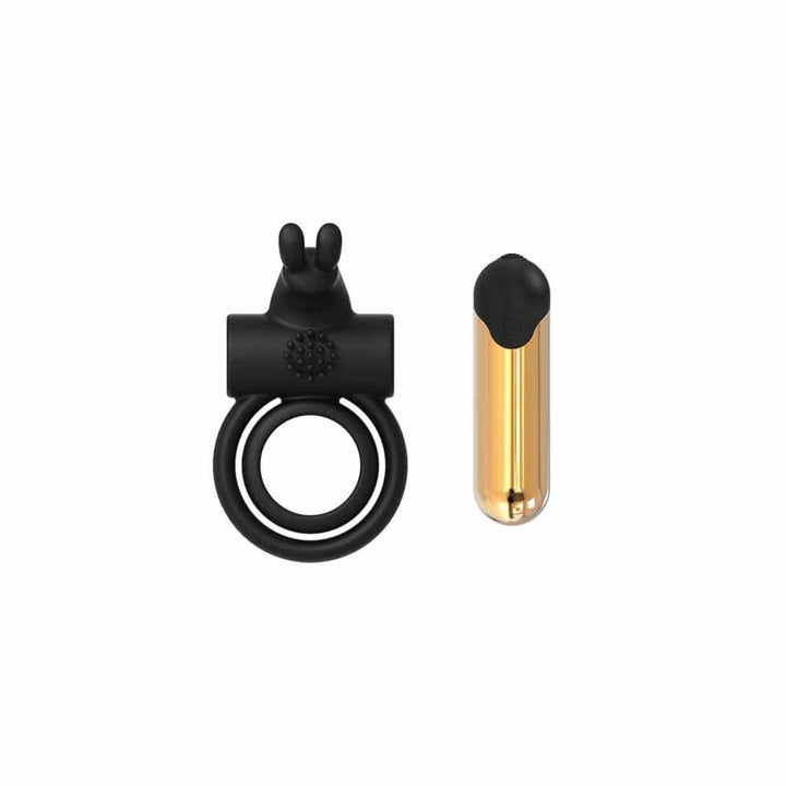 Anello Vibrante JOEL Realizzato in puro Silicone Medicale Munito di Bullet Color Oro Sex Toys per La Coppia 7 Modalità di Vibrazione e 3 Velocità Ricaricabile USB - Dream Toys